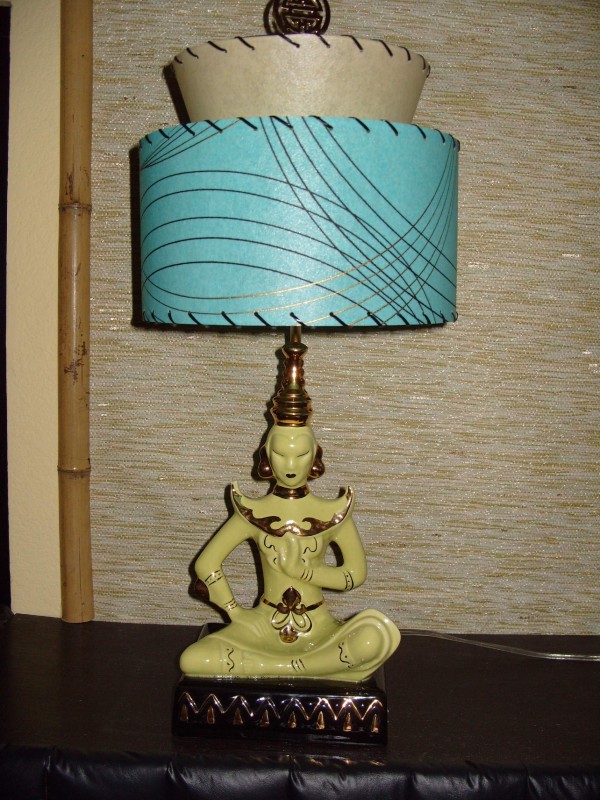 image of Vintage Oriental Lamp and Custom Lampshade.
